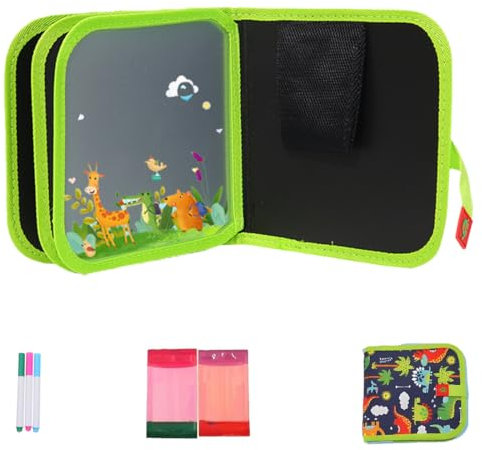 Portatile Lavagnetta Cancellabile Bambini, 1pcs Libro da colorare cancellabile per bambini, 6 pagine tavolo da disegno riutilizzabile, per Disegno Pittorico Scrivere, regalo bimbo 2,3,4anni