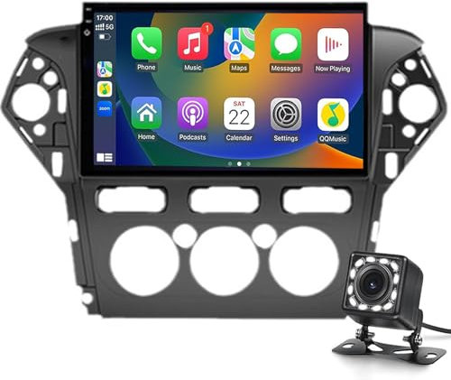 Genérico Radio Android Auto de 9 para Ford Mondeo 2011-2013, navegación GPS, Pantalla IPS, CarPlay, Bluetooth, Receptor FM, cámara de reversa, Almacenamiento de 8 GB + 128 GB