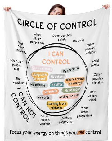 Drydiet Mental Health Things I Can Control Blanket 50 x 60 Inch Emotional Anxiety Support Mental Health Awareness Gifts for Women Men, Therapy/Counseling Office Must Haves/Decoration, Therapist Gifts