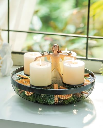 Romadedi Adventskranz Holz Modern Adventsgesteck : Adventkranz Metal Schwarz Adventskerzenhalter für Advent Stumpenkerzen Adventsschale Kerzenständer Dekoschale für Tischdeko Weihnachtsdeko