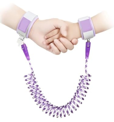 Eidyer Anti Lost Safety Wrist Link Belt, Children Harness Belt Safety Adjustable 1.5M 360 Degree Rotating Wrist Strap, Baby Toddler Reins Safety Strap Leash Walking Hand Belt (Purple)