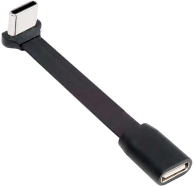 CY Cable Ultra Slim Flat USB-C Type-C Male to Female Extension Power USB2.0 Data Cable 90 Degree Up Down Angled 65W Fast Charge for Laptop Tablet Phone