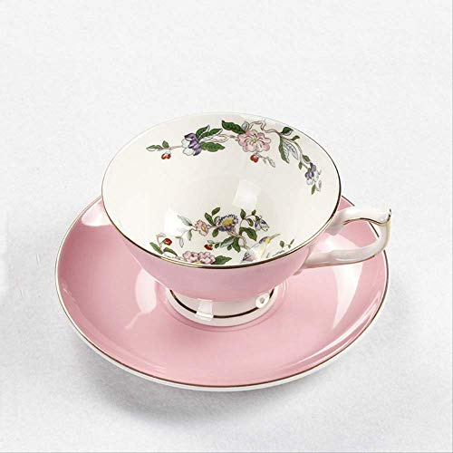 KWMAEEUID Tazza in Ceramica per la casa, Set Tazza da caffè con piattino Europeo in Porcellana Bone China, Tazza da tè e piattino Estivo con Fiori, 200 ml, Tazza da caffè con piattino, Taz