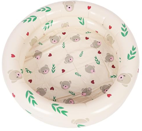 Garten runder aufblasbares Baby -Schwimmbad, tragbarer aufblasbarer Kinder Kleiner Pumpenpool, Kinderpaddelpool Innen im Freien (Beige Bear)