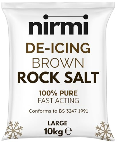 Nirmi Brown Rock Salt 10kg - Large - Effective De-Icing Grit for Roads, Paths, Car Parks, Driveways | Fast Ice Melt | Bulk Winter Salt for Outdoor Use