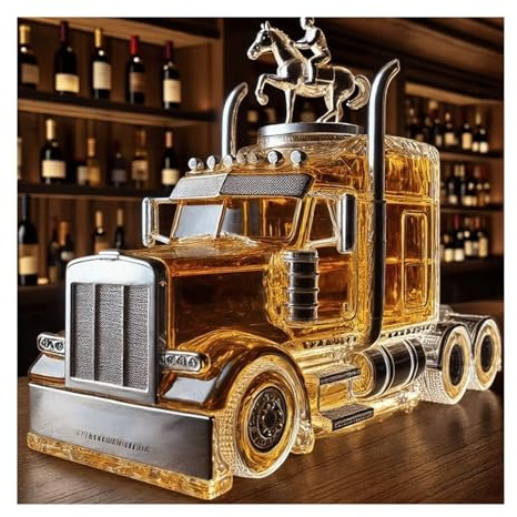 Botella de whisky con forma de camión, botellas de licor de vidrio con tapa, decantador de whisky con forma de coche, petaca decorativa, regalos para Navidad, San Valentín y Halloween.(Product 1)