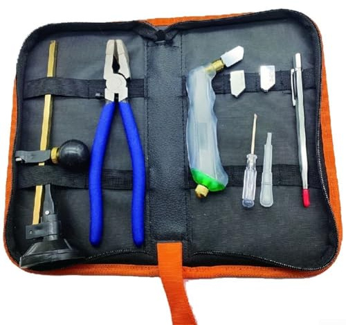 Kit de herramientas de corte de vidrio de 8 piezas con protección de punta de goma y control de presión ajustable para dar forma y romper el vidrio con precisión