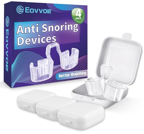 Anti Snoring Devices, Adjustable Snore Stopper for Men and Women with 3-Gear Fit, Improves Airflow, Reusable, Individually Packaged (4 Pack)