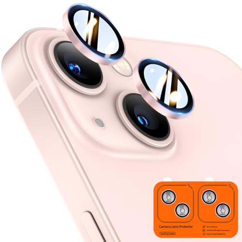 TOCOL 2 Pack for iPhone 13 / iPhone 13 Mini Camera Lens Protectors | Individual Tempered Glass Protectors, Easy Installation, Case Friendly, Anti-Scratch, HD Night Shooting Mode, Light Pink