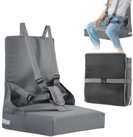 SKIKHN Asiento Elevador Infantil para Mesas de Comedor Elevador de Silla con Arnés de 5 Puntos – Cojín de Asiento Portátil, Impermeable y Antideslizante para Niños y Bebés Ideal para el Hogar Viajes