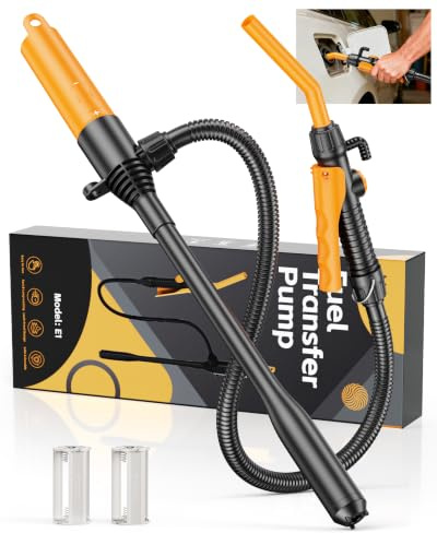 Battery Powered Fuel Transfer Pump, Adjustable Flow 2.6GPM | Leak-Proof, 59 Hose, Fuel Syphon Pump, Fit for Transfer Petrol, Diesel, Oil and Water, Ideal for Vehicles, RV and Fish Tanks