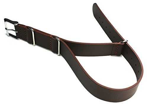 Sulla 22mm NATO G10 Infanterie Uhrenarmband Durchzugsband Leder Military Pilot Style Strap Band dunkel Braun