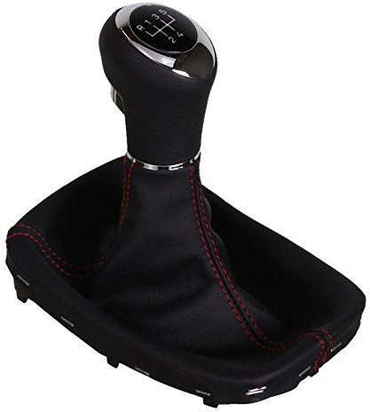 ICT Schaltknauf Schalthebel LED beleuchtet Schaltsack/Schaltmanschette Leder, Naht rot, 5 gang, kompatibel mit: Opel, Vauxhall, Holden Astra J 09–18 / Cascada 13–19 (LED rot)