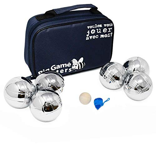 Big Game Hunters 6 Boules Petanque Set with Rust-Free Protection - Official French Set with 3 Durable Polished Bowls per Player plus Luxury Canvas Bag