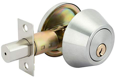 LESOLEIL Deadbolt Door Lock, Stainless Steel Single Cylinder Security Door Lock with Keys Outside for Interior Doors, Silver