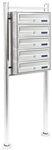 Multiple Outdoor Letterbox Standing Multi-slot Postbox 5 Stainless Steel Mailboxes