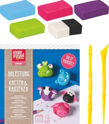 KNORR prandell Bastel-Set Kneten & Radieren „Funny Animals“ | 100 g