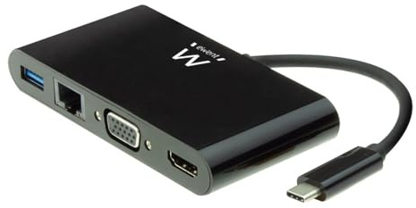 Ewent EW9827 hub de Interfaz USB 3.2 Gen 1 (3.1 Gen 1) Type-C 5000 Mbit/s Negro