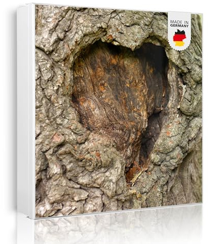 banjado Großer Schlüsselkasten Metall - Schlüsselbox 30x30cm beschreibbarer mit 32 Haken - Schlüsselkasten modern für Schlüsselaufbewahrung - Korpus Weiß Scharnier Links - Motiv Altes Herz