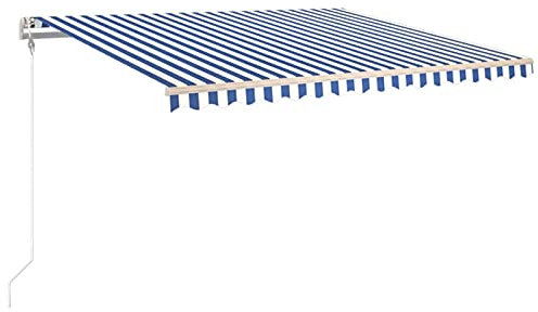 Tidyard Gelenkarmmarkise Automatisch Einziehbare Markise Outdoor-Markise UV-beständig und wasserdicht Elektrische Markise Terrassenmarkise Balkonmarkise Gartenmarkise 450x350 cm Blau und Weiß