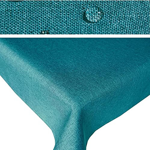 texpot Tischdecke 90 x 90 cm Petrol Leinenoptik Lotuseffekt Fleckschutz Bügelfrei Tischtuch