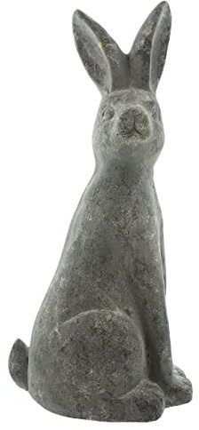 FRANK FLECHTWAREN Hase Stone Dekofigur, groß, Osterdeko, Frühlingsdeko | Höhe ca. 52 cm, Statue, Rustikale Osterdeko, Magnesiumoxid in Steinoptik, Dezente Goldpatina
