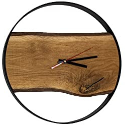 holz4home XXL Wanduhr mit Stahlrahmen aus massiver Eiche Ø 58 cm