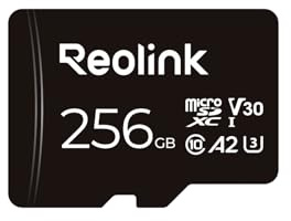 REOLINK Tarjeta de memoria microSDXC de 256 GB, hasta 100 MB/s, 4K UHD, U3, A2, V30 | Clase 10, FAT32, tarjeta micro SD totalmente compatible con cámara de seguridad Reolink, PoE/WiFi/timbre de batería