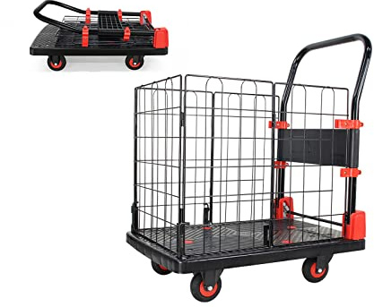 Uholan Foldable Dolly Hand Truck Cage Cart Carrying Weight 330lbs Portable Platform Cart Dolly Cart with Wheels Multi Scenario Usage