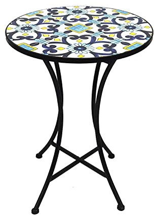Dekorativer mediteraner Mosaik Tisch Stern Design Mosaiktisch Gartentisch Gartenmöbel Bistrotisch 60 x 70cm