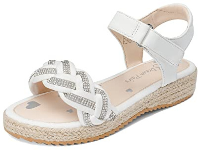 DREAM PAIRS KIDS Sandalias Niña Moda Sandalias Planas con Suela Antideslizante,Size 32,Blanco,SDSD2303K