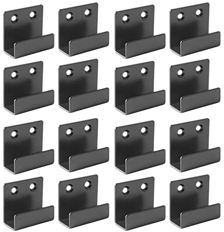 16 Stück Keramikfliesen Display Wandhaken, Edelstahl Schwerlast-Haken Keramikfliesen Halterungen, U Winkel Halterung mit Festen Schrauben (Schwarz, 40 x 15 x 35 mm)