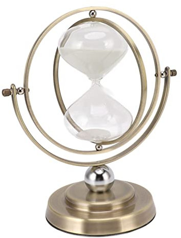 Sanduhr, Sanduhr, 60 Minuten, Metall, Glas, Einfache, Moderne, Genaue Zeitangabe, Antike Sanduhr, 1 Hora Reloj de Arena, Zarte Vintage-Sanduhr, Heimdekoration, Bronzefarbe (Weißer Sand 60min)
