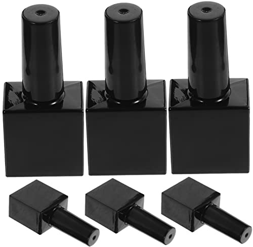 WOONEKY 6pcs Empty Gel Polish Bottles Glass Fingernail Polish Bottles Refillable Small Nail for Gel Nail Art Black
