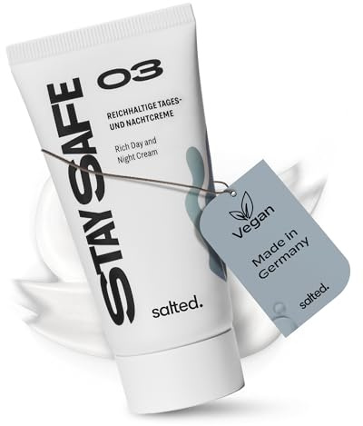 salted. Reichhaltige Tages- und Nachtcreme | 50 ml | Gegen Hautspannung | Feuchtigkeit ohne zu fetten | Pflegende Gesichtscreme | Trockene und sensible Haut | Vegan | Rebellious