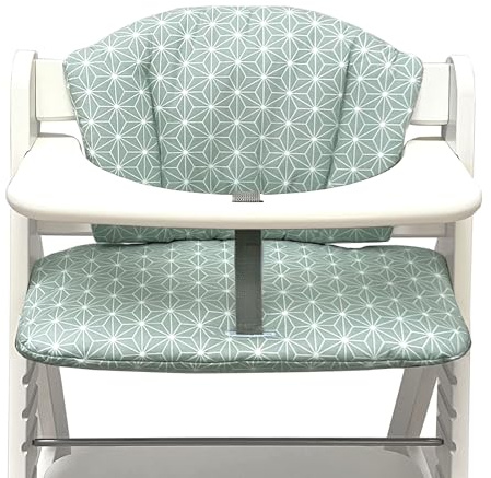 Blausberg Baby - Sitzkissen Set Hauck Alpha, Beta Polster Zubehör Hochstuhl - Sitzauflage 100% Baumwolle, Oeko-TEX Standard 100 - Made in Germany Fuchs Blau (Happy Star Grün)