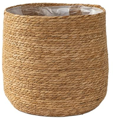 LIGUSTRUM Pot de fleurs en jonc de mer - Pot de fleurs tressé - Panier décoratif avec insert en film plastique de style bohème S - Facile à utiliser