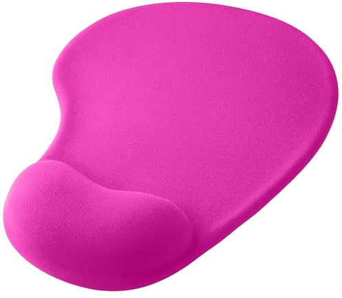 OcioDual Mauspad mit gelkissen Handgelenkauflage, Ergonomische Mousepad mit Handauflage, Mauspad Fuchsie Mouse Pad Weicher Stoff mit Rutschfester Gummibasis für Laser und Optische Mäuse