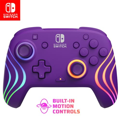 Lila, Nintendo Switch Lite/OLED, RGB-LED-Beleuchtung, Anpassung per App, 20-Std.-Akku, 2 belegbare Rücktasten