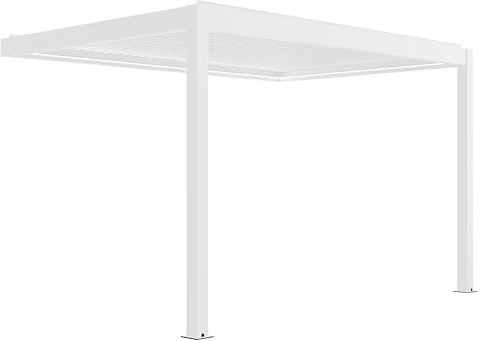 Oviala Pergola bioclimatica sostenuta motorizzata in alluminio 3x4 m Bianco
