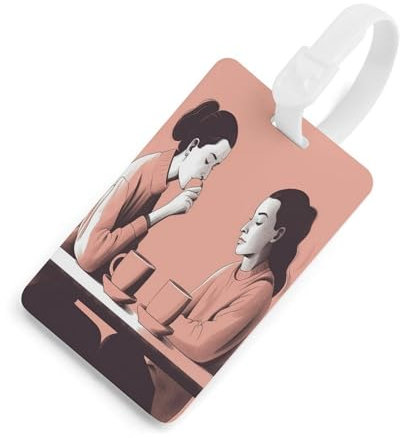 Gepäckanhänger, Kaffeetrinken am Tisch, TPU-Reisetasche & Gepäck-ID-Etiketten für Reisetasche, Koffer