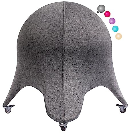 ENOVI Pelotas ergonómicas con funda y ruedas para muebles, para oficina, silla de oficina (gris profundo, 60-65 cm de altura del asiento)