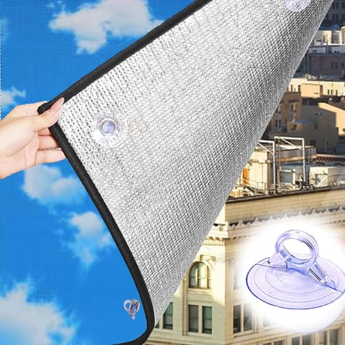 Blendschutz Fensterfolie Doppelte Aluminiumblasen-isolierfolie Sonnenschutzfolie Hitzeschutz Hitzeschutz Sichtschutzfolie Für Fenster Innen & Außen(Blau,40cmx110cm)