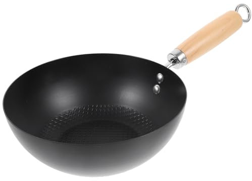 WATIIFUFU Wok Facile Liscia Nero in e Superficie Ferro Battuto Piccolo a Pulire, Padella Giapponese Tradizionale di Fornelli Gas Cucine Casa e Ristoranti