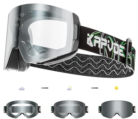 KAPVOE Maschera da Sci Fotocromatica con OTG Lenti Magnetiche, Antifog, Protezione UV400, per Uomo, Donna e Giovani, Compatibile con Caschi, Ideale per Sci, Snowboard e Pattinaggio u ghiaccio 05