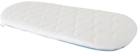 HOBBYGARDEN Matratze Kinderwagen, Stubenwagen, Wiege - Bezug 100% Baumwolle abnehmbar & waschbar – Babymatratze – allergikergeeignet - Matratze für Wiege - 73x36x3 cm - oval, Blau