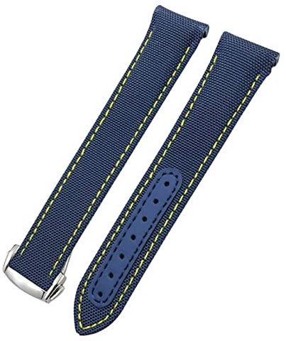 GSZCCZS 20 mm Canvas-Leder-Armband für Omega Seamaster 300 Speedmaster AT150 Planet Ocean Nylon-Uhrenarmband