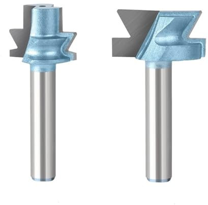 2-teiliges Nut- und Feder-Fräser-Bit-Set for Kantenanleimung, 12 mm 1/2 Zoll Schaft, Holzbearbeitungs-Nutfräser, Schranktür-Fräser-Bit-Set(2pc 12.7mm Shank)