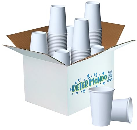 DETERMONDO Bicchieri Carta Bianchi Monouso Grandi 360 ml Usa e Getta, Biodegradabili, Termici Ideali Per Acqua, Caffè, Cappuccino, Tisane e Bevande Calde Compostabili e Riciclabili 150 pz
