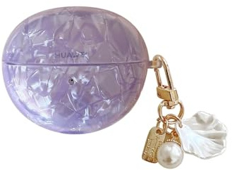 JRCYVTA Schutzhülle für Huawei Freeclip-Kopfhörer, exquisites interessantes einzigartiges Muschelmuster, kabelloses Bluetooth-Headset, Schutzhülle für Damen und Mädchen, Violett